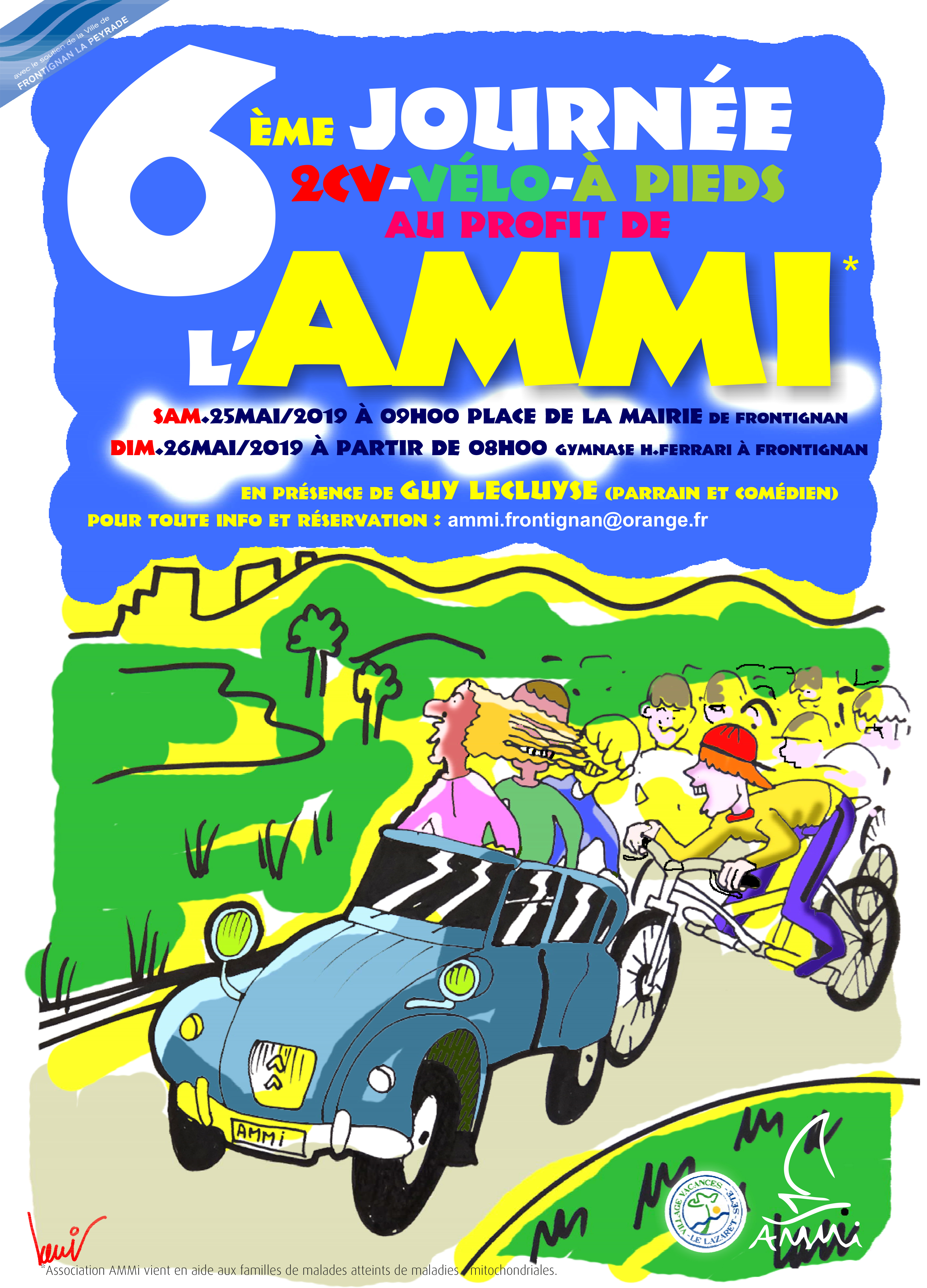 Affiche de la 6ème Journée 2CV Vélo A Pieds au profit de l'Ammi